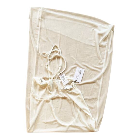 WEWOREWHAT Scoop Back Maxi Dress Power Mesh Off White Cover Up Slip Large NWT - Picture 6 of 10